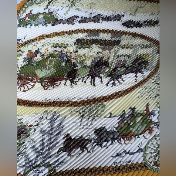 Hermes Silk Pleated Scarf - Picture 2 of 5